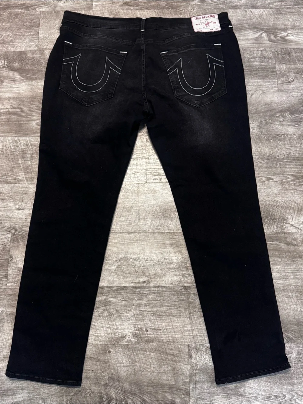 True Religion Rocco Relaxed Skinny Black Wash Denim Jeans Mens Sz. 40